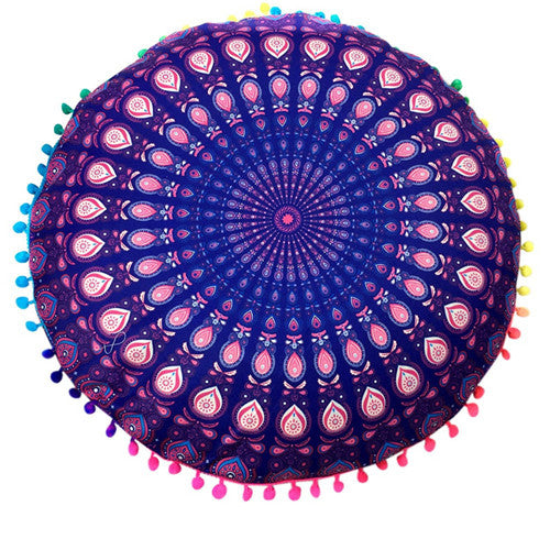 Hyha Hippie Mandala Rund Cushion Cover Pompom Bohemian Tassel Paisley Throw Pillow Cover Meditation Cushion Decorative Pillows