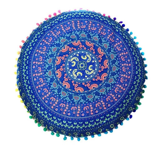 Hyha Hippie Mandala Rund Cushion Cover Pompom Bohemian Tassel Paisley Throw Pillow Cover Meditation Cushion Decorative Pillows