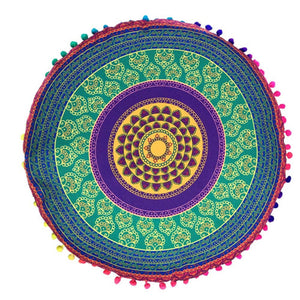 Hyha Hippie Mandala Rund Cushion Cover Pompom Bohemian Tassel Paisley Throw Pillow Cover Meditation Cushion Decorative Pillows