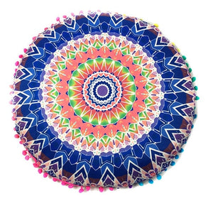 Hyha Hippie Mandala Rund Cushion Cover Pompom Bohemian Tassel Paisley Throw Pillow Cover Meditation Cushion Decorative Pillows
