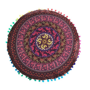 Hyha Hippie Mandala Rund Cushion Cover Pompom Bohemian Tassel Paisley Throw Pillow Cover Meditation Cushion Decorative Pillows