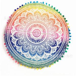 Hyha Hippie Mandala Rund Cushion Cover Pompom Bohemian Tassel Paisley Throw Pillow Cover Meditation Cushion Decorative Pillows