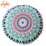 Hyha Hippie Mandala Rund Cushion Cover Pompom Bohemian Tassel Paisley Throw Pillow Cover Meditation Cushion Decorative Pillows
