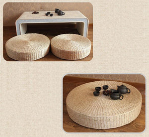 Hot Natural Straw Round Pouf Tatami Meditation Yoga Cushion - 5 Sizes 40/45/50/60/70cm
