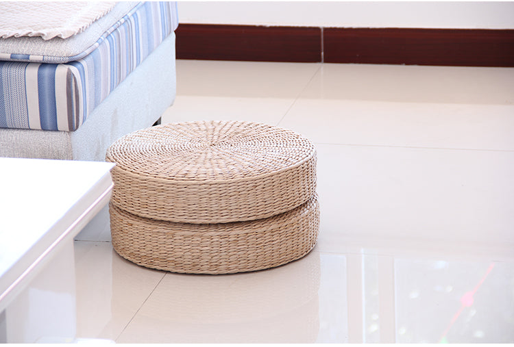 Hot Natural Straw Round Pouf Tatami Meditation Yoga Cushion - 5 Sizes 40/45/50/60/70cm