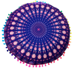 Homing Mandala Elephant Pattern Cushion Cover Yoga Bohemian Tassel Paisley Throw Cozy Pillow Cover Meditation Cushion Decorative