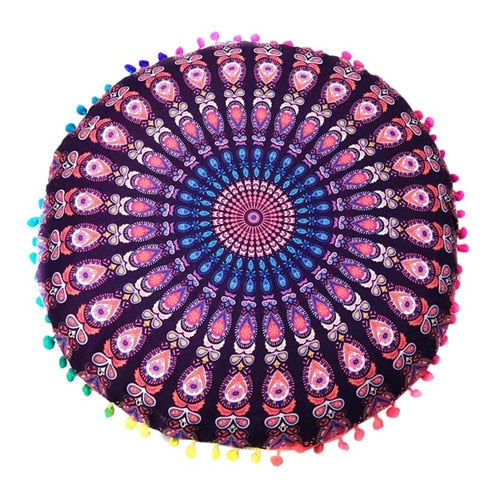 Homing Mandala Elephant Pattern Cushion Cover Yoga Bohemian Tassel Paisley Throw Cozy Pillow Cover Meditation Cushion Decorative