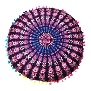 Homing Mandala Elephant Pattern Cushion Cover Yoga Bohemian Tassel Paisley Throw Cozy Pillow Cover Meditation Cushion Decorative