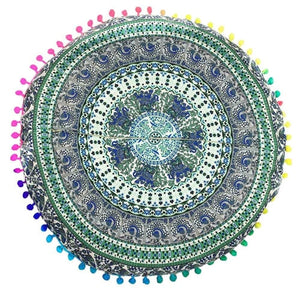 Homing Mandala Elephant Pattern Cushion Cover Yoga Bohemian Tassel Paisley Throw Cozy Pillow Cover Meditation Cushion Decorative