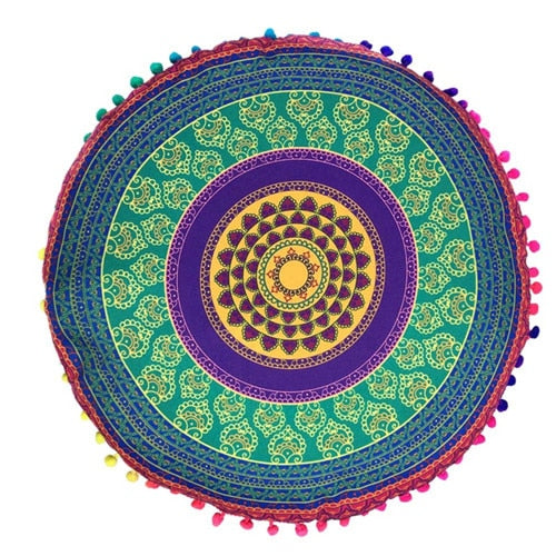 Homing Mandala Elephant Pattern Cushion Cover Yoga Bohemian Tassel Paisley Throw Cozy Pillow Cover Meditation Cushion Decorative