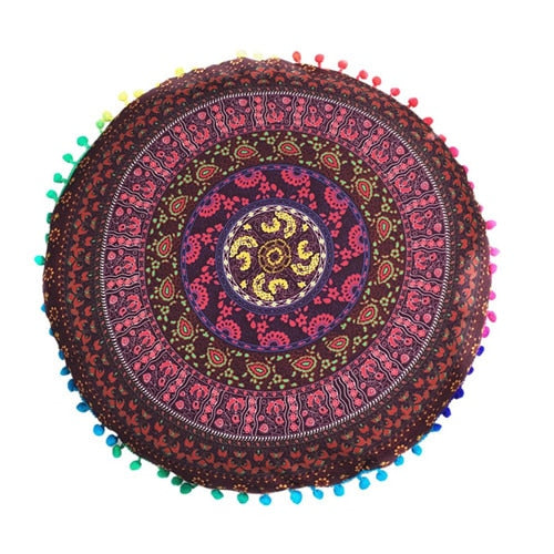 Homing Mandala Elephant Pattern Cushion Cover Yoga Bohemian Tassel Paisley Throw Cozy Pillow Cover Meditation Cushion Decorative