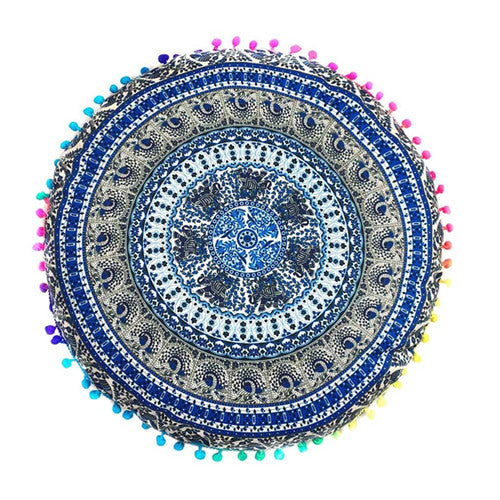 Homing Mandala Elephant Pattern Cushion Cover Yoga Bohemian Tassel Paisley Throw Cozy Pillow Cover Meditation Cushion Decorative