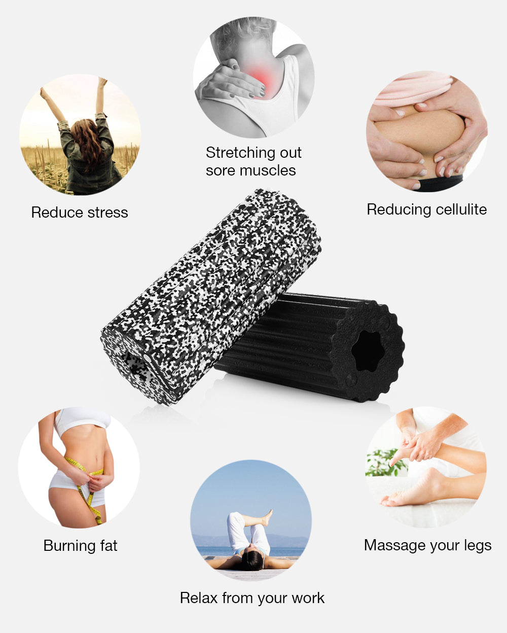 EPP Hollow Foam Roller 32x14cm Yoga / Massage / Pilates / Physiotherapy