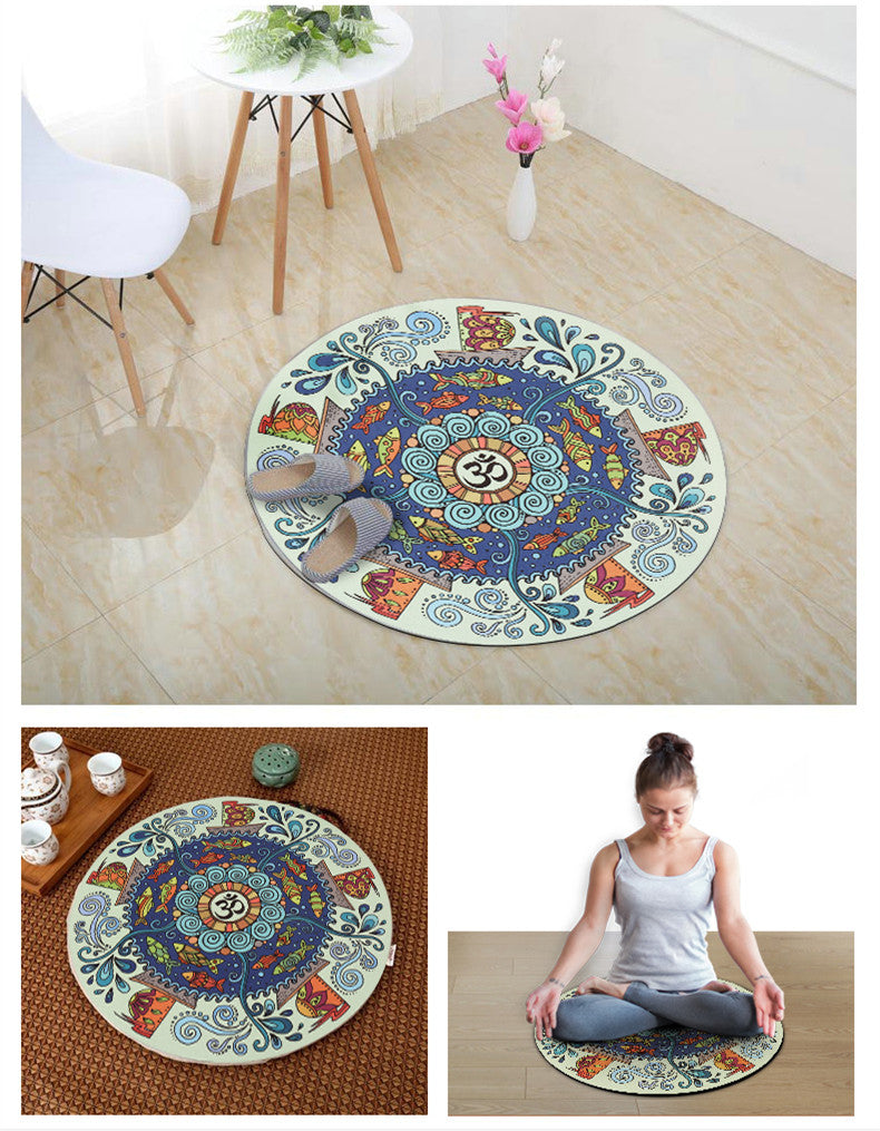 Little Round Yoga Mat Suede Natural Rubber Yoga Cushion Meditation Pad - 60*60cm*3mm