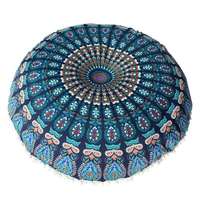 80*80cm Large Mandala Floor Pillows Round Bohemian Meditation Cushion Cover Ottoman Pouf 2AU30