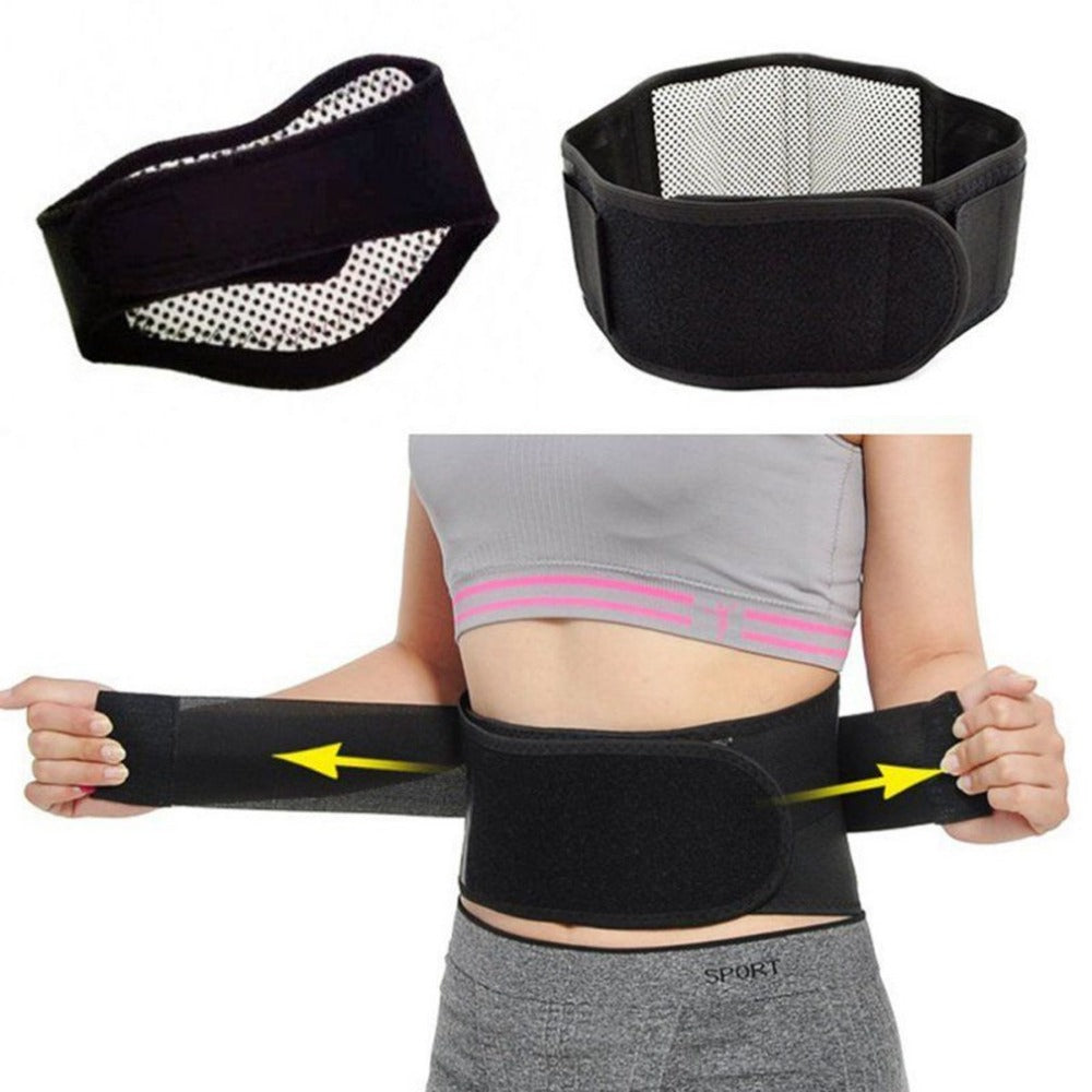 Self-heating Magnetic Therapy Waist Belt Tourmaline Back Waist Support Brace Pain Relieve