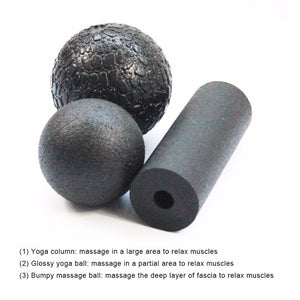 3 in1 Set EPP Hollow Yoga Column Foam Roller Blocks Massage Yoga Ball Gym Pilates Yoga Exercise Fitness Equipment