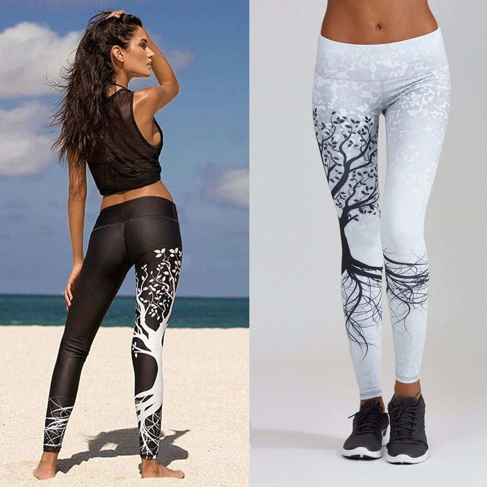 Tree-dom  Yoga Pants Black on white or White on black