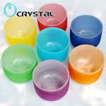 8 inch Chakra Note Colored Frosted Crystal Singing Bowl