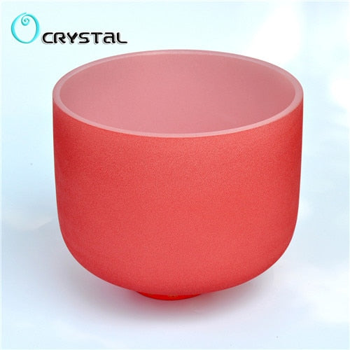 8 inch Chakra Note Colored Frosted Crystal Singing Bowl