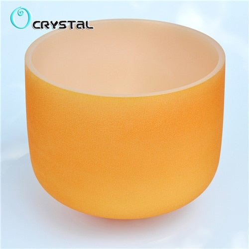 8 inch Chakra Note Colored Frosted Crystal Singing Bowl