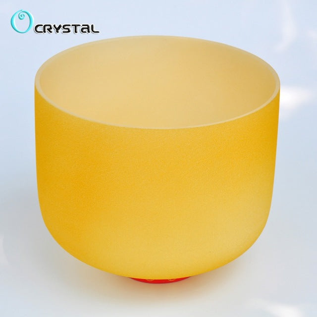 8 inch Chakra Note Colored Frosted Crystal Singing Bowl