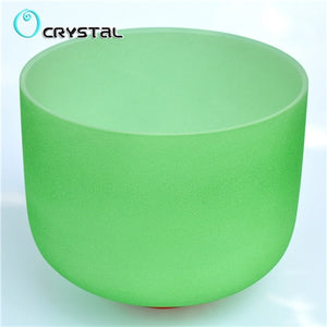 8 inch Chakra Note Colored Frosted Crystal Singing Bowl