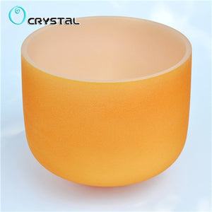 8 inch Chakra Note Colored Frosted Crystal Singing Bowl