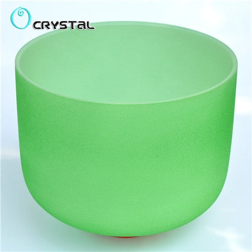 8 inch Chakra Note Colored Frosted Crystal Singing Bowl