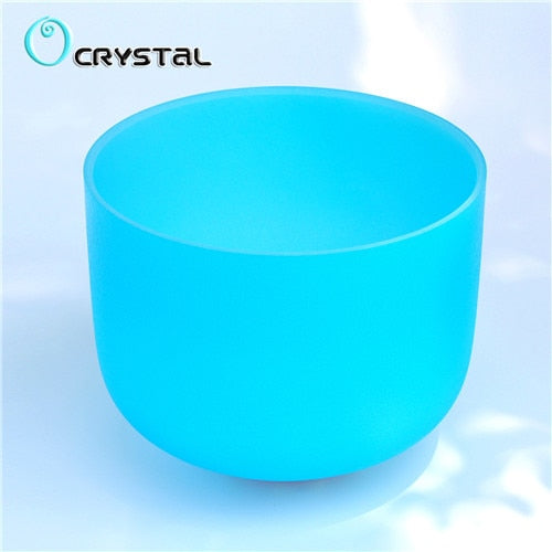 8 inch Chakra Note Colored Frosted Crystal Singing Bowl