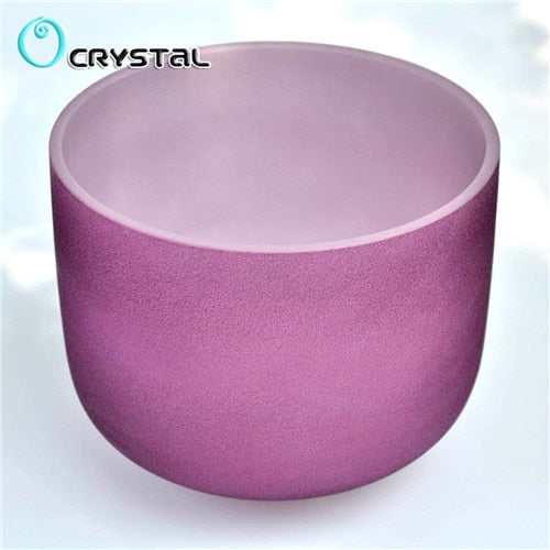 8 inch Chakra Note Colored Frosted Crystal Singing Bowl