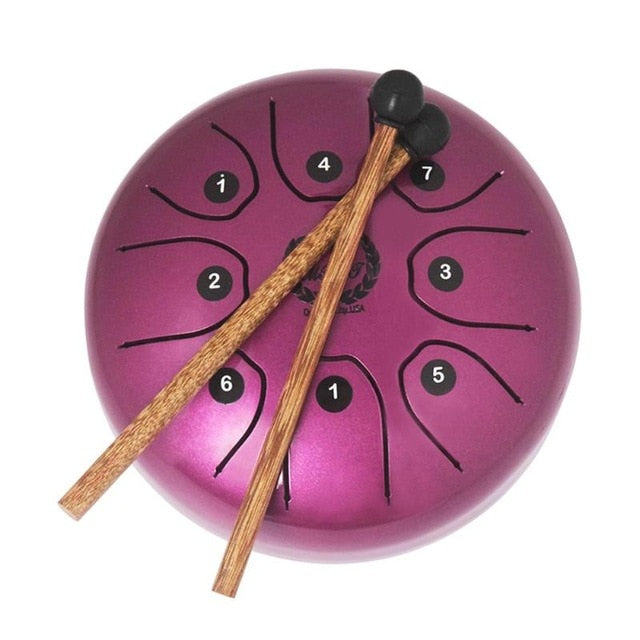 5.5 Inch Stainless Steel Tongue Drum Set Hand Pan Tank Hang Drum Percussion Instruments with Drumsticks Padded Bag