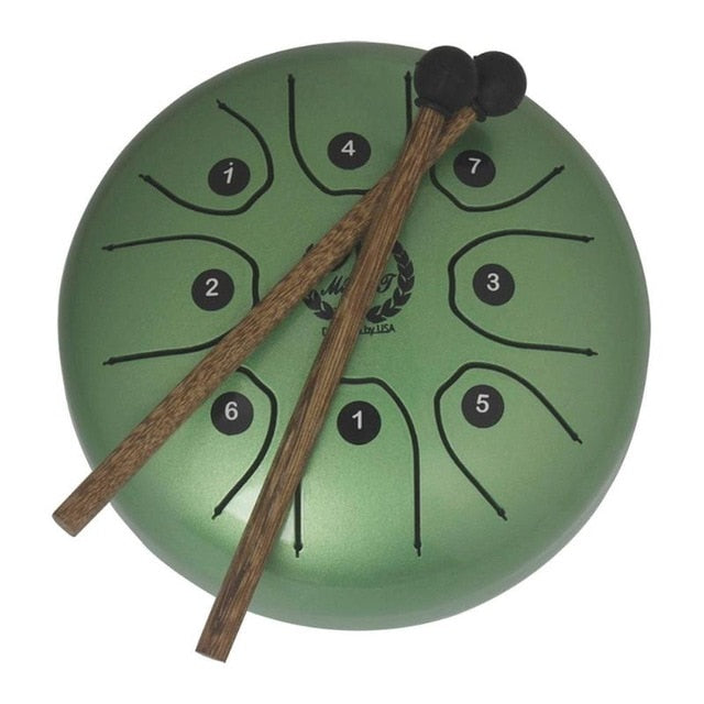 5.5 Inch Stainless Steel Tongue Drum Set Hand Pan Tank Hang Drum Percussion Instruments with Drumsticks Padded Bag