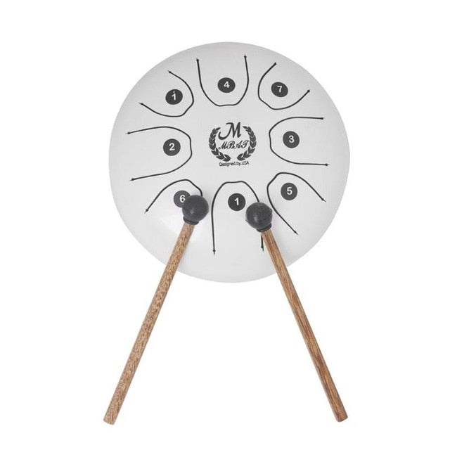 5.5 Inch Stainless Steel Tongue Drum Set Hand Pan Tank Hang Drum Percussion Instruments with Drumsticks Padded Bag