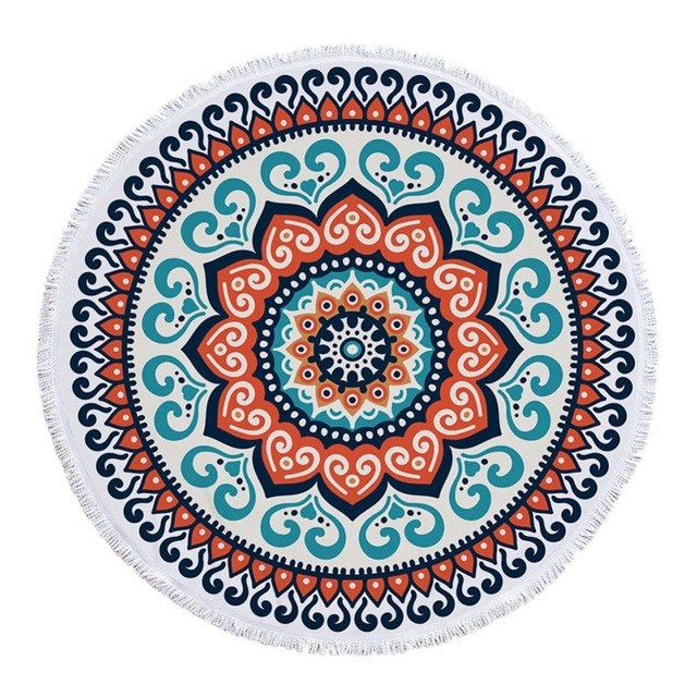 Mandala round Fringe Beach Towel Yoga Mat