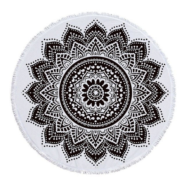 Mandala round Fringe Beach Towel Yoga Mat