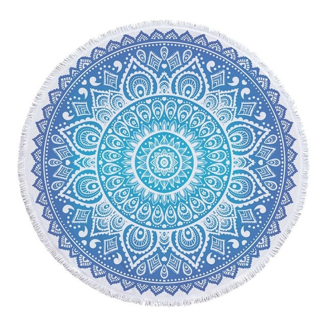 Mandala round Fringe Beach Towel Yoga Mat