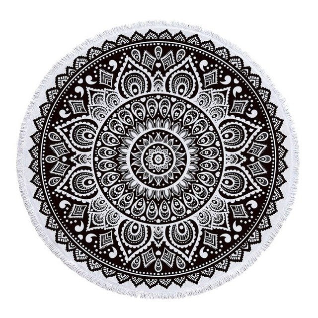 Mandala round Fringe Beach Towel Yoga Mat