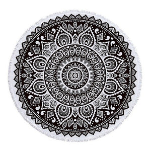 Mandala round Fringe Beach Towel Yoga Mat