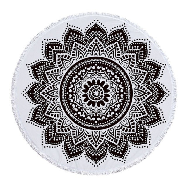 Mandala Fringe Beach Towel Yoga Mat